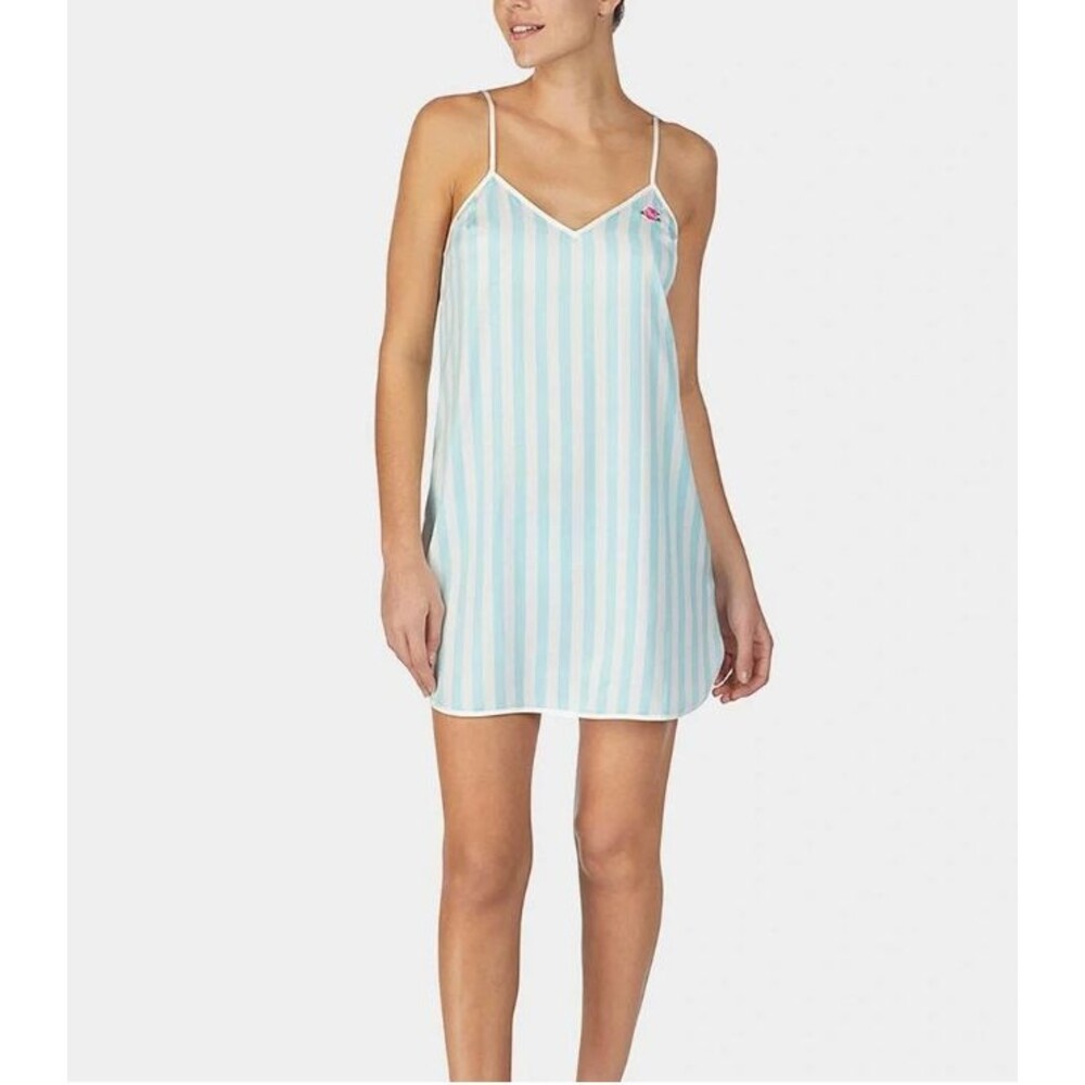 Betsey Johnson Chemise Slip Wedding Mrs Teal Stripe Slip Rose Medium